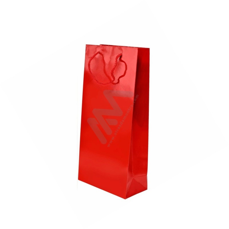 210 g/m² Red Rope Handle Paper Bags for bottles 18x39x9