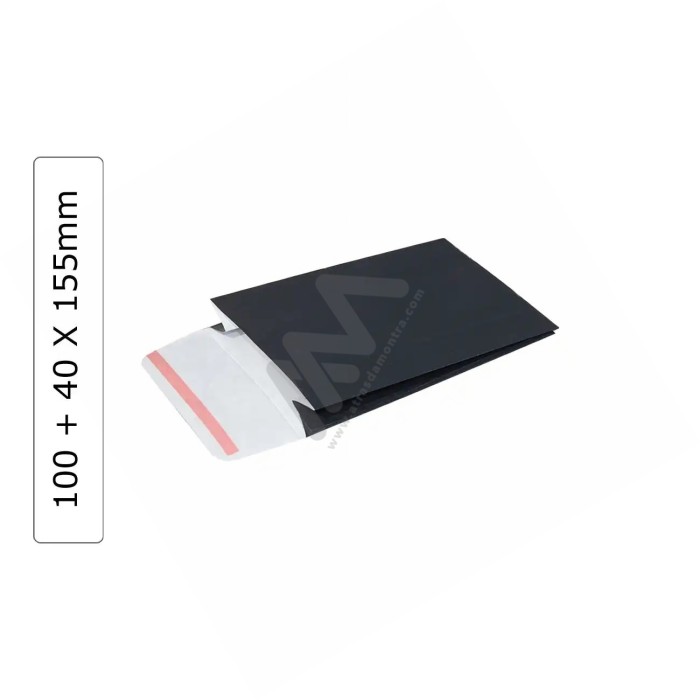 Envelopes Preto 100+40x150mm - Pack 100 uni.