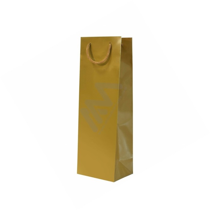 Sacos de Papel 210 g/m² Asa Cordão Ouro p/ garrafas 12x36x9