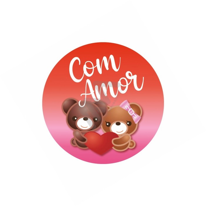 Roll with 200 Sticker Labels "Com Amor"