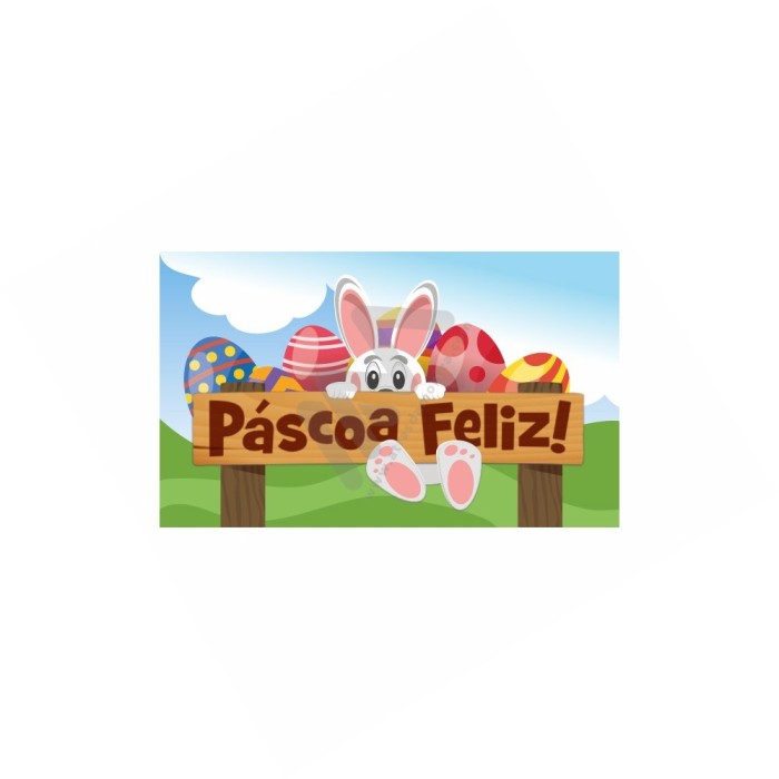Roll with 200 Sticker Labels "Páscoa Feliz"
