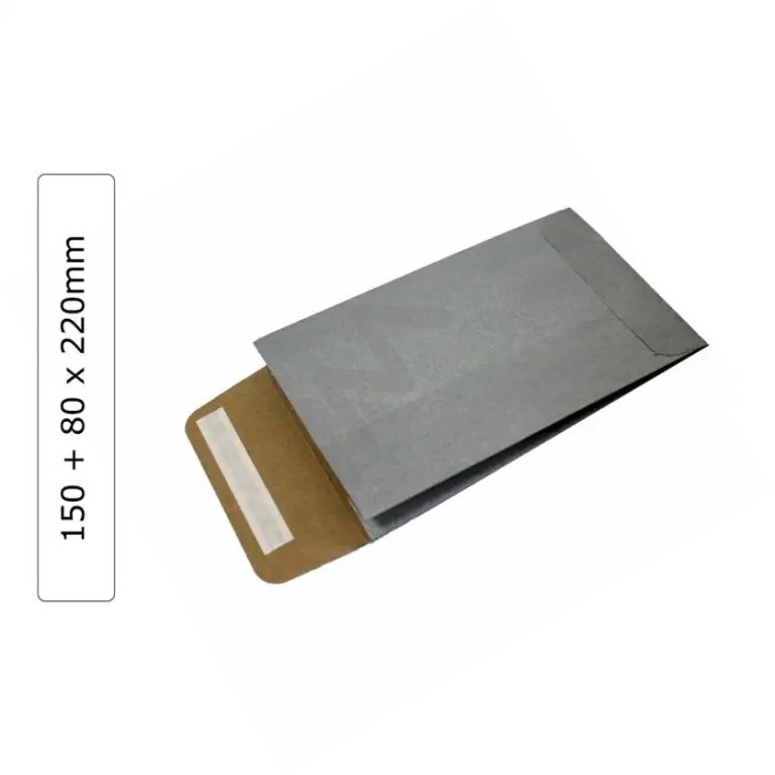 Envelopes Prata Kraft 150+80x220mm - Pack 100 uni.