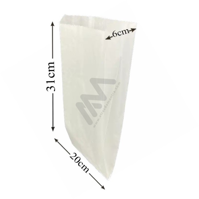 White Kraft Paper Pouches 20x31+6 - 1000 units