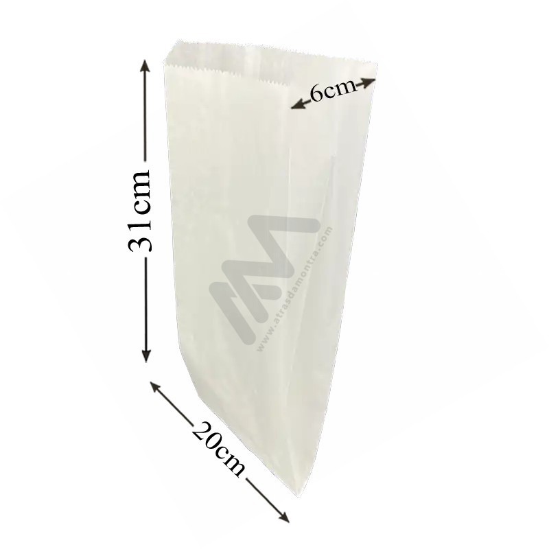 White Kraft Paper Pouches 20x31+6 - 1000 units