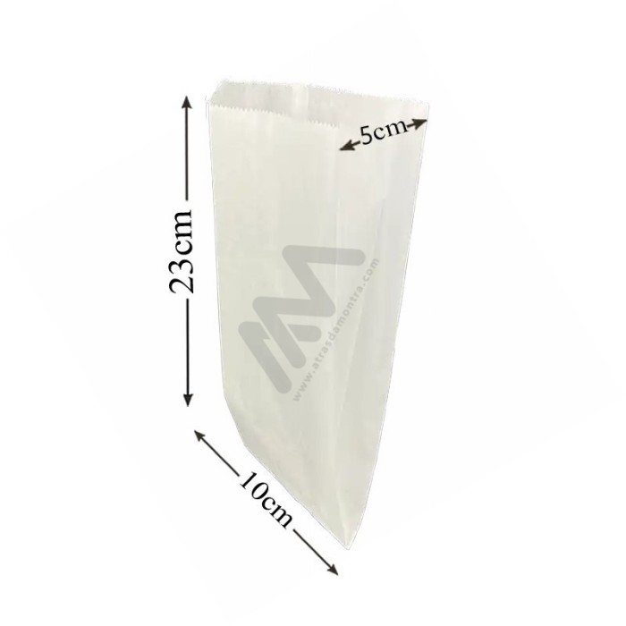 White Kraft Paper Bags 10x23+5 - 100 units