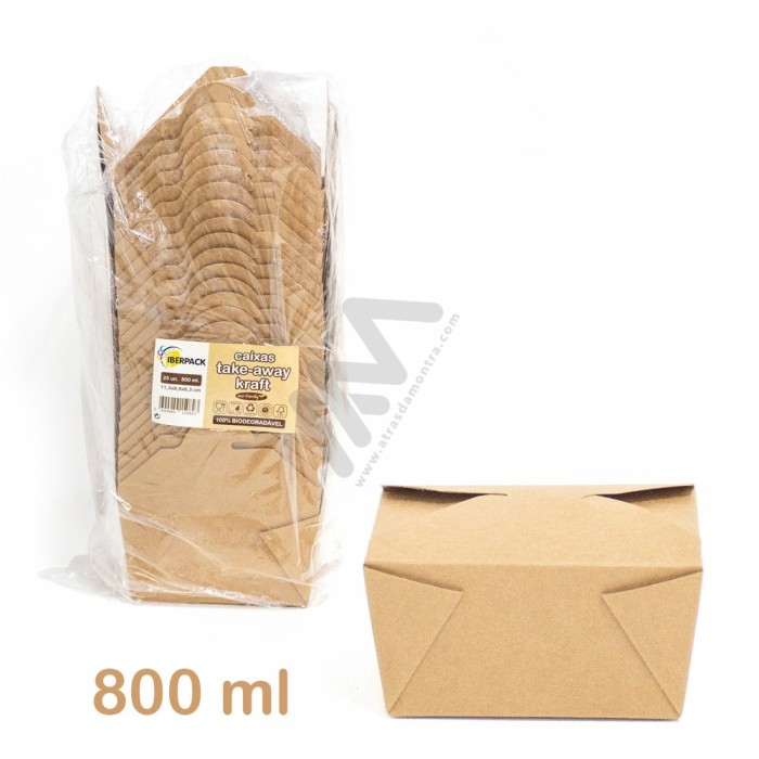 Kraft Take Away Box 800 ml - Pack 25 Units