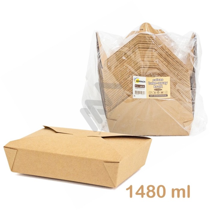 Kraft Take Away Box 1480 ml - Pack 25 Units