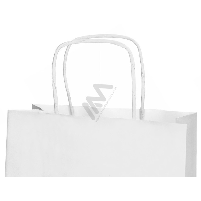 Sacos de Papel Asa Torcida Branco 24x32x11