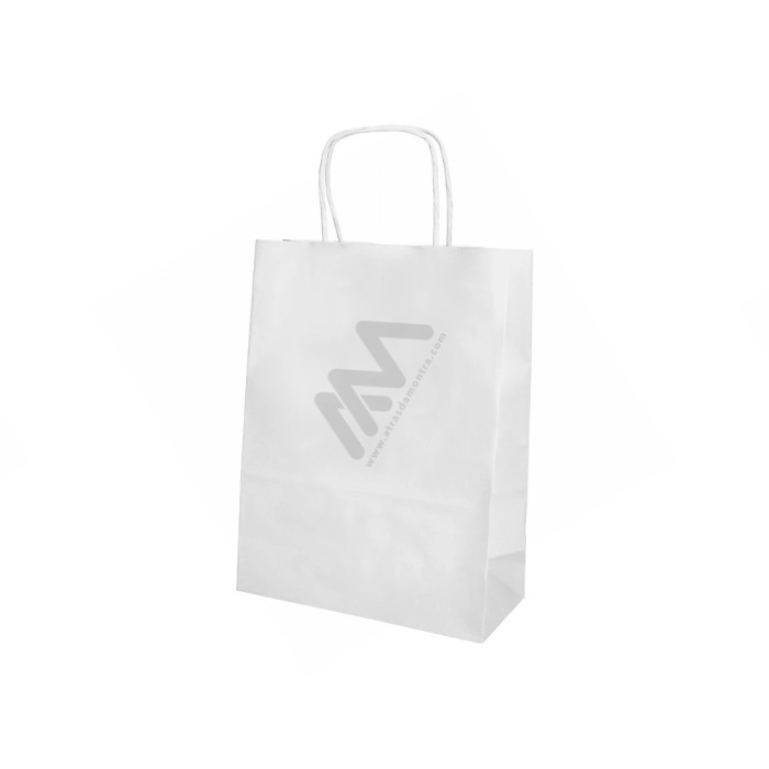 Sacos de Papel Asa Torcida Branco 24x32x11