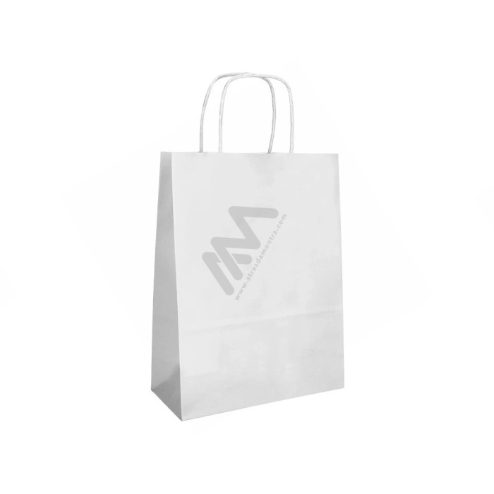 Sacos de Papel Asa Torcida Branco 24x32x11