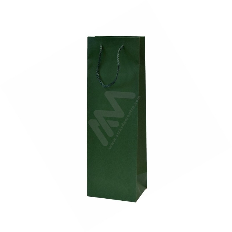 210 g/m² Kraft Green Rope Handle Paper Bags for bottles 12x36x9