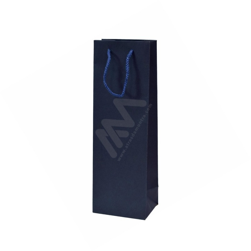 210 g/m² Kraft Blue Rope Handle Paper Bags for bottles 12x36x9