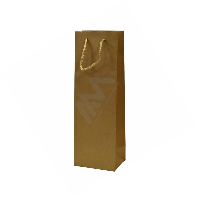 210 g/m² Kraft Gold Rope Handle Paper Bags for bottles 12x36x9