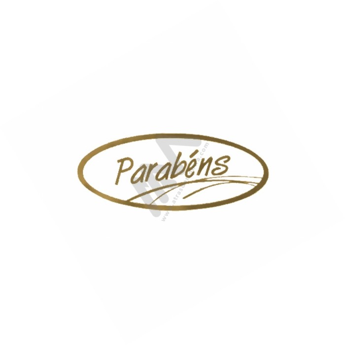 Roll with 200 Sticker Labels "Parabéns" - Gold